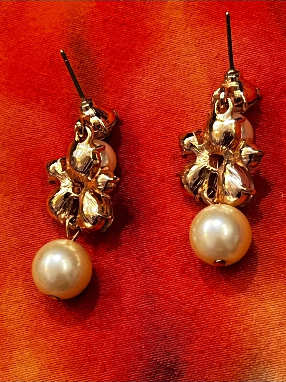 Gold-Tone Pearl and Crystal Drop Earrings - Ivory Pearls